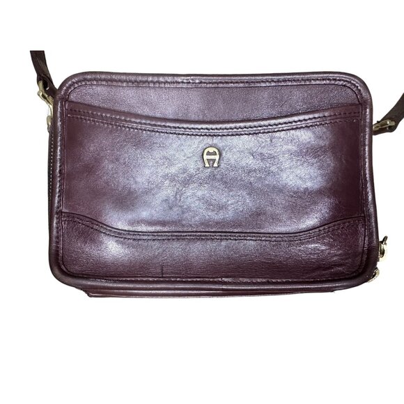 Etienne Aigner Small Crossbody Handbag Leather Brown Messenger Multi Pockets 90s - Picture 2 of 16